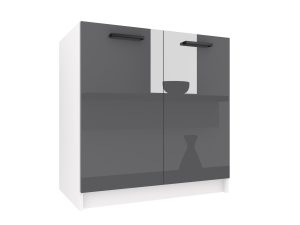 Belini Unterschrank Spülenschrank 80 cm Grau Hochglanz ohne Arbeitsplatte Hersteller INF SDZ80/0/WT/S/0/B1
