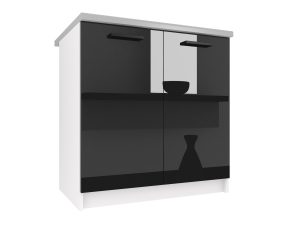 Belini Unterschrank 80 cm Schwarz Hochglanz mit Arbeitsplatte Hersteller INF SD80/0/WT/B/0/B1