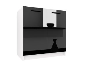 Belini Unterschrank für Spüle 80 cm Schwarz Hochglanz ohne Arbeitsplatte Hersteller INF SDZ80/0/WT/B/0/B1
