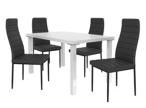 Esszimmerset 1 + 4  Belini Matt weiß / Matt schwarz Moderno MOD/0/ZES/W/4B