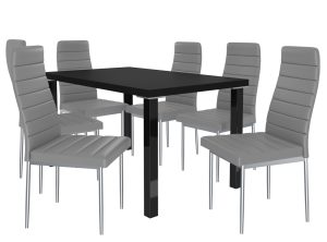 Esszimmerset 1 + 6 Belini Matt schwarz / Asche Roberto MOD/0/ZES/B/6P