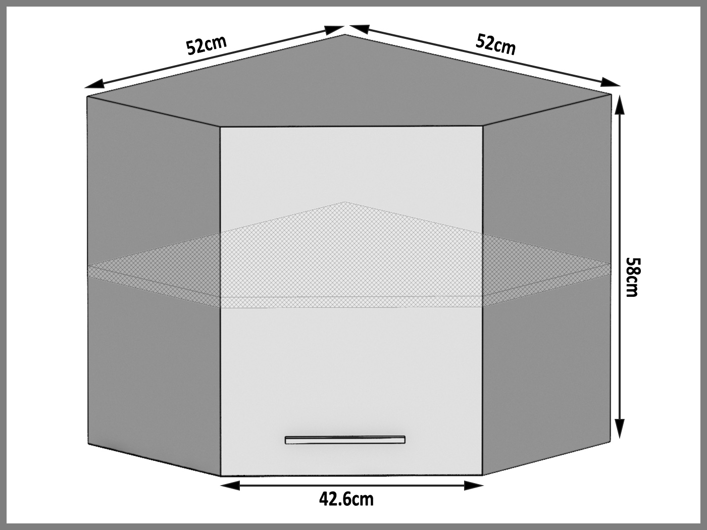 Küchenschrank Belini oberer Eckschrank 60 cm grau Anthrazit Glamour Wood Hersteller TOR SGN60/1/WT/GW1/0/B1