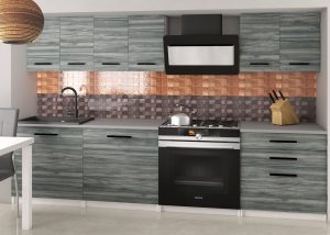 Küchenzeile Belini 180 cm grau anthrazit Glamour Wood mit Arbeitsplatte Sonik2 Hersteller TOR SONIK2/3/WT/GW1/0/B1