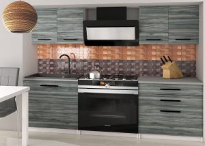 Küchenzeile Belini 120 cm grau anthrazit Glamour Wood mit Arbeitsplatte Tiesto2  Hersteller TOR TIESTO2/2/WT/GW1/0/B1