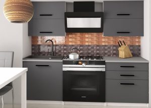 Küchenzeile Belini 120 cm grau matt mit Arbeitsplatte Eleganta2 Hersteller TOR ELEGANTA2/3/WT/SR/0/B1