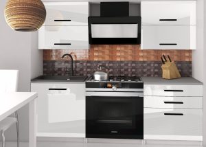 Küchenzeile Belini 120 cm weiß glänzend mit Arbeitsplatte Eleganta2 Hersteller INF ELEGANTA2/2/WT/W/0/B1