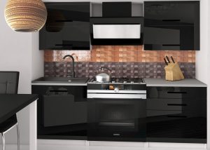 Küchenzeile Belini 120 cm schwarz glänzend mit Arbeitsplatte Eleganta2 Hersteller INF ELEGANTA2/2/WT/B/0/B1