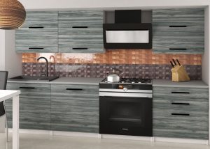 Küchenzeile Belini 180 cm grau-anthrazit Glamour Wood mit Arbeitsplatte Primera2 Hersteller TOR PRIMERA2/2/WT/GW1/0/B1