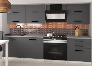 Küchenzeile Belini 180 cm grau matt mit Arbeitsplatte Primera2 Hersteller TOR PRIMERA2/3/WT/SR/0/B1