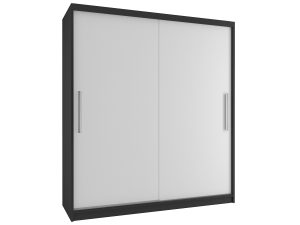 Kleiderschrank 133 cm Belini schwarz matt / weiß matt mit Schiebetüren Hersteller SI SZP2/2/B/W/0/AL