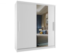 Kleiderschrank 133 cm Belini weiß matt mit Schiebetüren und Spiegel Hersteller MSE SZP2/3/W/1W1L/AL