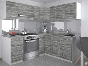 Eckküche Belini 360 cm grau-anthrazit Glamour Wood mit Arbeitsplatte Lidiauniqa3 Hersteller TOR LIDIAUNIQA3/4/WT/GW1/0/E