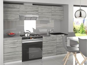 Küchenzeile Belini 180 cm grau anthrazit Glamour Wood mit Arbeitsplatte Superuniqa3 Hersteller TOR SUPERUNIQA3/4/WT/GW1/0/E