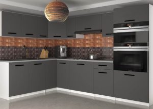Eckküche Belini 420 cm grau matt mit Arbeitsplatte Uniqagrande Hersteller TOR UNIQAGRANDE/5/WT/SR/0/B1