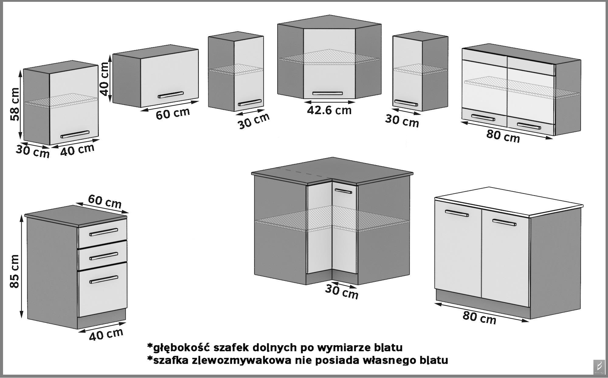 Eckküche Belini 360 cm schwarz glänzend mit Arbeitsplatte Lidia2 Hersteller INF LIDIA2/6/WT/B/0/B1