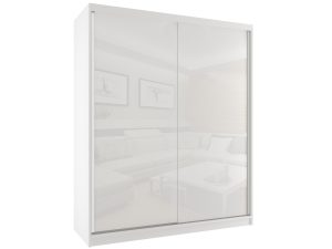 Kleiderschrank 158 cm Belini weiß matt / weiß glänzend mit Schiebetüren Hersteller BM SZP3/2/W/W/W/HI