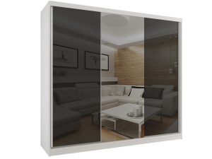 Kleiderschrank mit Schiebetüren 232 cm mit Spiegel schwarz glänzend Hersteller BM SZP4/2/W/WI/2B1L/HI