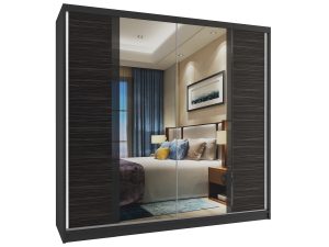 Kleiderschrank mit Schiebetüren 200 cm mit Spiegel schwarz Ebenholz dunkel Hersteller MV SZP1/2/B/HK/B/HI