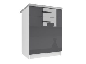 Belini Küchenunterschrank mit Schubladen 60 cm grau glänzend mit Arbeitsplatte Hersteller INF SDSZ1-60/0/WT/S/0/B1