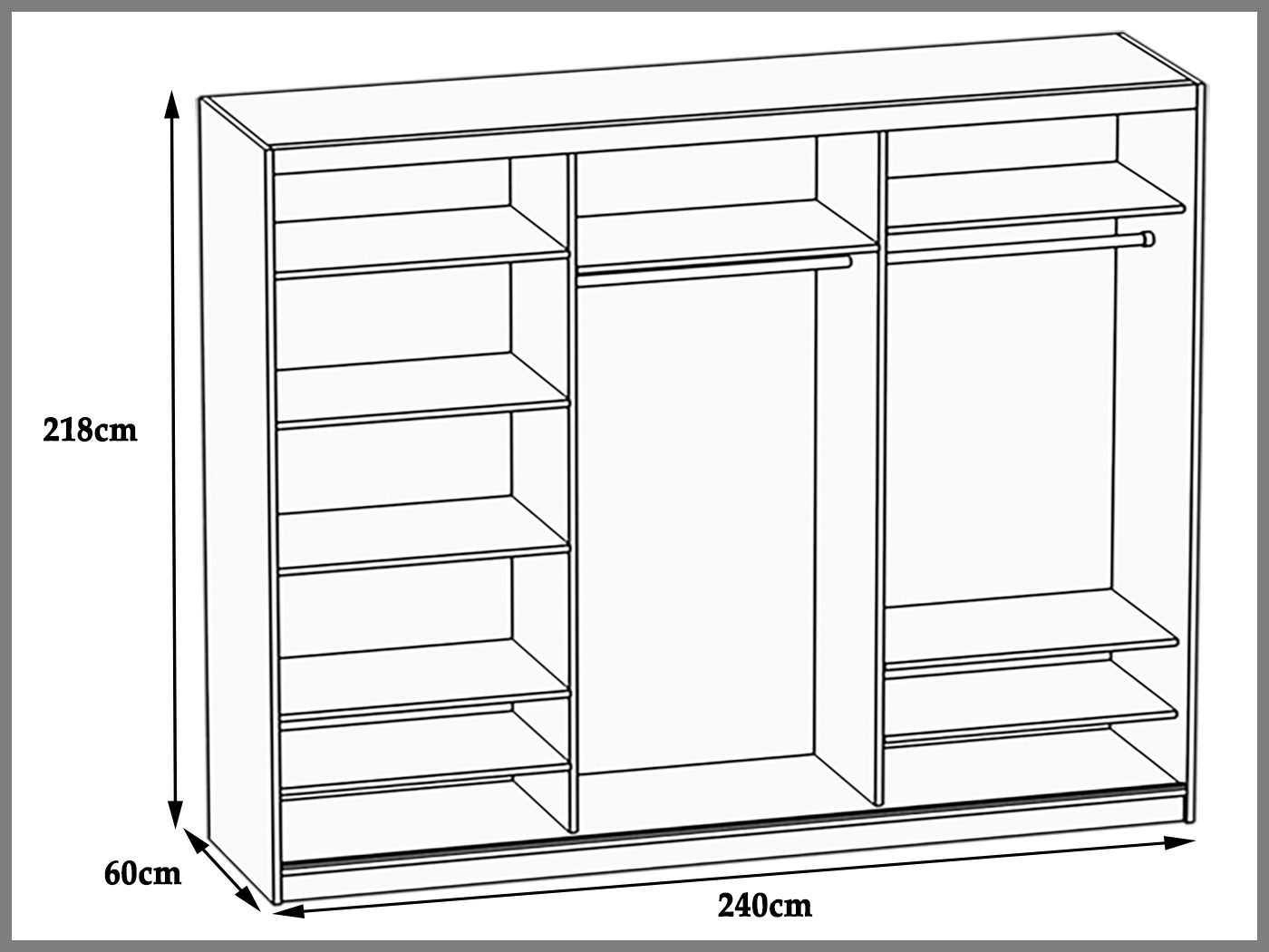 Kleiderschrank 235 cm Belini schwarz matt mit Schiebetüren und Spiegel Hersteller MV SZP4/2/1B/2B1L/B/HI
