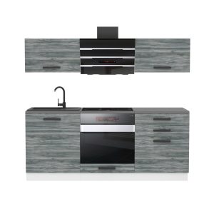 Belini Küchenzeile Premium Komplettversion 180 cm Grau Anthrazit Glamour Wood ohne Arbeitsplatte SOPHIA Hersteller TOR SOPHIA/0/WT/GW/0/B1
