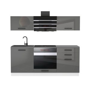 Belini Küchenzeile Premium Komplettversion 180 cm Hochglanzgrau ohne Arbeitsplatte SOPHIA Hersteller INF SOPHIA/0/WT/S/0/B1
