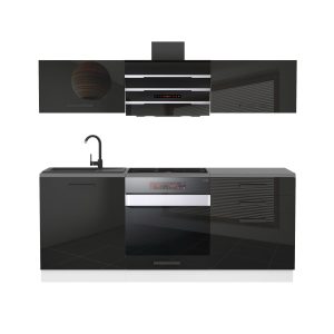 Belini Küchenzeile Premium Komplettversion 180 cm Hochglanzschwarz mit Arbeitsplatte SOPHIA Hersteller