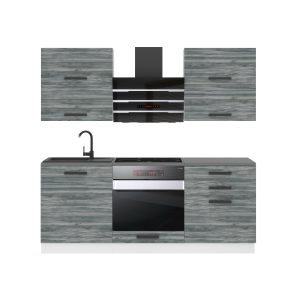 Belini Küchenzeile Premium Komplettversion 180 cm Grau Anthrazit Glamour Wood ohne Arbeitsplatte EMILY Hersteller