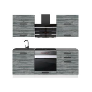Belini Küchenzeile Premium Komplettversion 180 cm Grau Anthrazit Glamour Wood ohne Arbeitsplatte EMILY Hersteller TOR EMILY/0/WT/GW/0/B1
