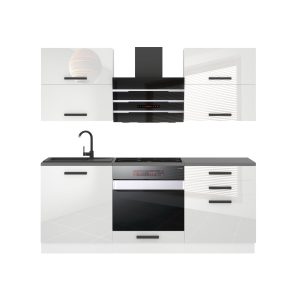 Belini Küchenzeile Premium Komplettversion 180 cm Hochglanzweiß ohne Arbeitsplatte EMILY Hersteller INF EMILY/0/WT/W/0/B1
