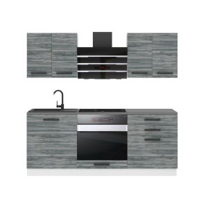 Belini Küchenzeile Premium Komplettversion 180 cm Grau Anthrazit Glamour Wood mit Arbeitsplatte MARY Hersteller