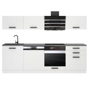 Belini Küchenzeile Premium Komplettversion 240 cm Mattweiß ohne Arbeitsplatte LINDA Hersteller TOR LINDA/0/WT/WT/0/B1
