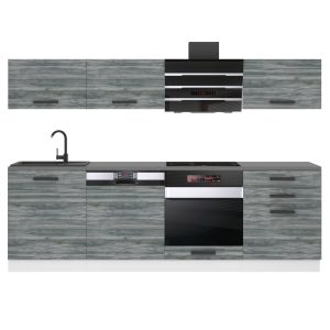 Belini Küchenzeile Premium Komplettversion 240 cm Grau Anthrazit Glamour Wood ohne Arbeitsplatte LINDA Hersteller