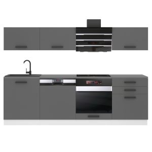 Belini Küchenzeile Premium Komplettversion 240 cm Mattgrau ohne Arbeitsplatte LINDA Hersteller