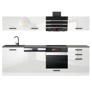 Belini Küchenzeile Premium Komplettversion 240 cm Hochglanzweiß ohne Arbeitsplatte LINDA Hersteller INF LINDA/0/WT/W/0/B1
