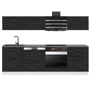 Belini Küchenzeile Premium Komplettversion 240 cm königliches Ebenholz mit Arbeitsplatte LINDA Hersteller TOR LINDA/0/WT/HK/B/B1
