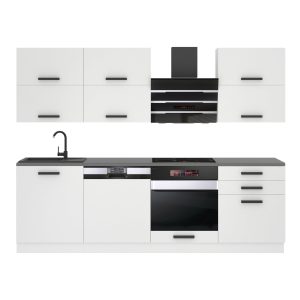 Belini Küchenzeile Premium Komplettversion 240 cm Mattweiß ohne Arbeitsplatte MADISON Hersteller TOR MADISON/0/WT/WT/0/B1
