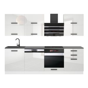 Belini Küchenzeile Premium Komplettversion 240 cm Hochglanzweiß ohne Arbeitsplatte MADISON Hersteller INF MADISON/0/WT/W/0/B1
