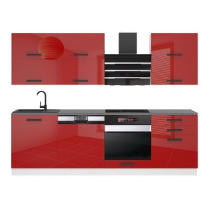 Belini Küchenzeile Premium Komplettversion 240 cm Hochglanzrot ohne Arbeitsplatte MADISON Hersteller INF MADISON/0/WT/R/0/B1
