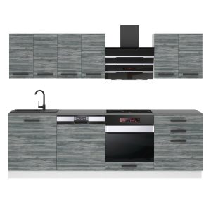 Belini Küchenzeile Premium Komplettversion 240 cm Grau Anthrazit Glamour Wood ohne Arbeitsplatte SUSAN Hersteller