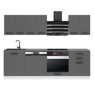 Belini Küchenzeile Premium Komplettversion 240 cm Mattgrau ohne Arbeitsplatte SUSAN Hersteller TOR SUSAN/0/WT/SR/0/B1