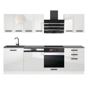 Belini Küchenzeile Premium Komplettversion 240 cm Hochglanzweiß ohne Arbeitsplatte SUSAN Hersteller INF SUSAN/0/WT/W/0/B1