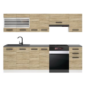 Belini Küchenzeile Premium Komplettversion 240 cm Sonoma-Eiche ohne Arbeitsplatte LILY Hersteller TOR LILY/0/WT/DS/0/B1
