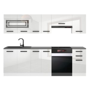 Belini Küchenzeile Premium Komplettversion 240 cm Hochglanzweiß ohne Arbeitsplatte LILY Hersteller INF LILY/0/WT/W/0/B1
