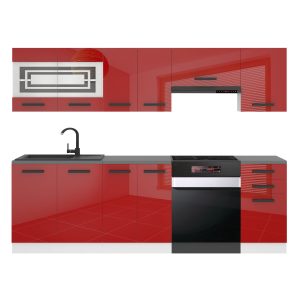 Belini Küchenzeile Premium Komplettversion 240 cm Hochglanzrot ohne Arbeitsplatte LILY Hersteller INF LILY/0/WT/R/0/B1

