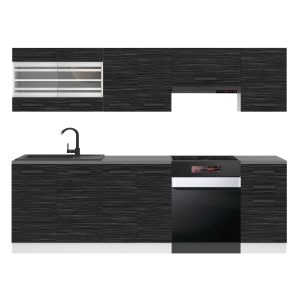 Belini Küchenzeile Premium Komplettversion 240 cm königliches Ebenholz mit Arbeitsplatte LILY Hersteller TOR LILY/0/WT/HK/B/B1

