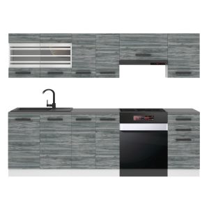 Belini Küchenzeile Premium Komplettversion 240 cm Grau Anthrazit Glamour Wood mit Arbeitsplatte LILY Hersteller