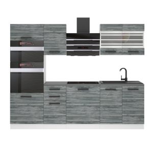 Belini Küchenzeile Premium Komplettversion 240 cm Grau Anthrazit Glamour Wood ohne Arbeitsplatte TRACY Hersteller
