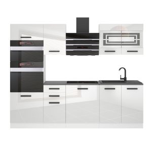 Belini Küchenzeile Premium Komplettversion 240 cm Hochglanzweiß ohne Arbeitsplatte TRACY Hersteller INF TRACY/0/WT/W/0/B1