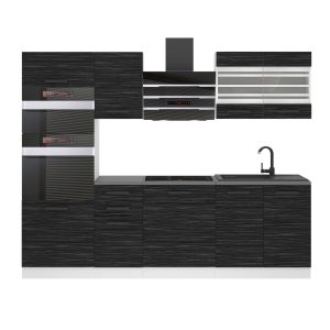 Belini Küchenzeile Premium Komplettversion 240 cm königliches Ebenhol mit Arbeitsplatte TRACY Hersteller TOR TRACY/0/WT/HK/B/B1

